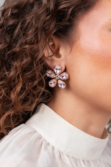 LOTT GIOIELLI - Roze Oorbellen Strass Flower M Beatrice