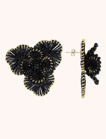 LOTT GIOIELLI - ZWARTE OORBELLEN FLOWER EARRING L ASTER