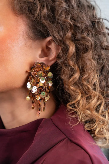 LOTT GIOIELLI- KOPEREN OORBELLEN ANNETTE SEQUIN WILD WATERFALL WIDE
