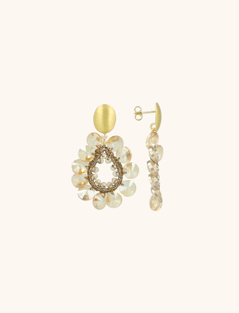 LOTT GIOIELLI -BEIGE OORBELLEN SUSAN FLOWER DROP