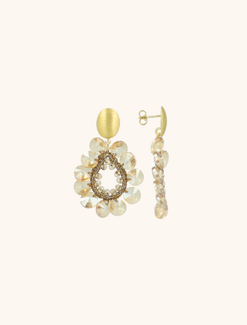 LOTT GIOIELLI -BEIGE OORBELLEN SUSAN FLOWER DROP