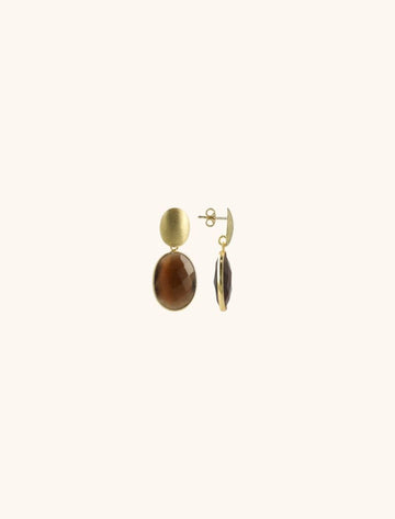 LOTT GIOIELLI - BRUINE OORBELLEN QUARTZ FRAMED OVAL S