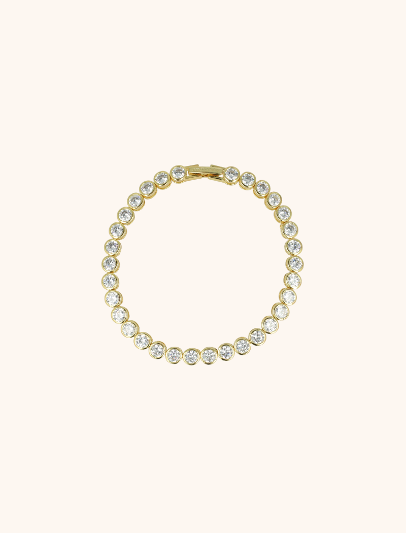 LOTT GIOIELLI-GOUDKLEURIGE ARMBAND FRAMED ROUND CRYSTALS