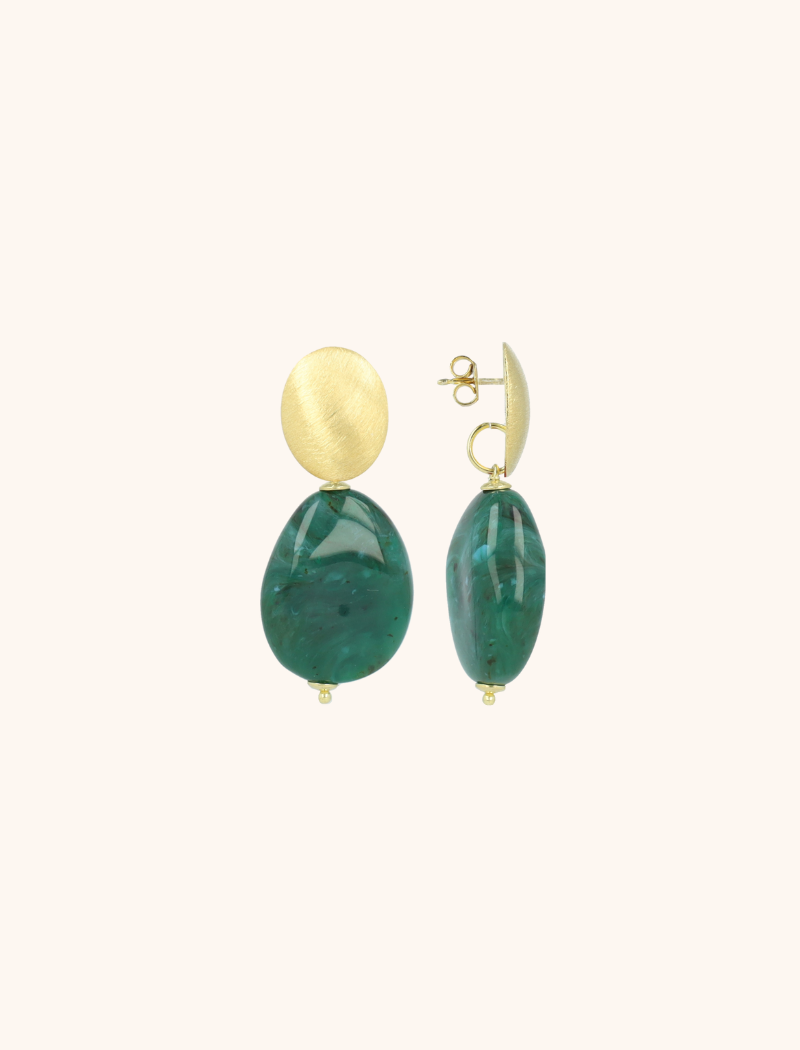 LOTT GIOIELLI - GROENE OORBELLEN AMBER SQUEEZED DROP