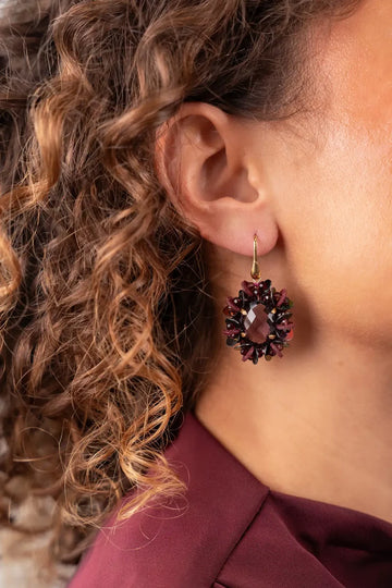 LOTT GIOIELLI- RODE OORBELLEN OVAL WITH SEQUINS XS FILOU