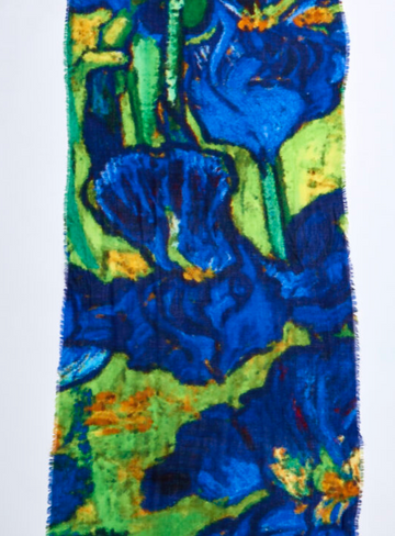 Otracosa - Wool scarf Blue flowers green
