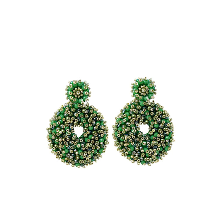 PAULIE POCKET - SMALL ROUND BEADS EARRINGS - GREEN