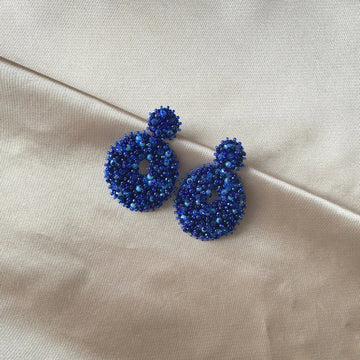 PAULIE POCKET - SMALL ROUND BEADS EARRINGS - BLUE